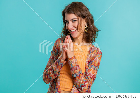 Sneaky cunning young woman thinking over devious villain idea, cunning cheats, jokes, pranks Sneaky cunning young woman thinking over devious villain idea, cunning cheats, jokes, pranks 106569413
