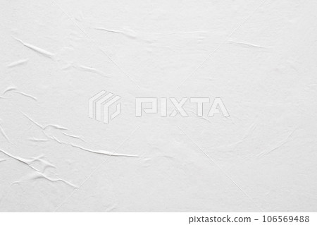 Blank white crumpled and creased paper poster texture background 106569488