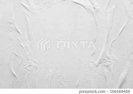 Blank white crumpled and creased paper poster texture background 106569489