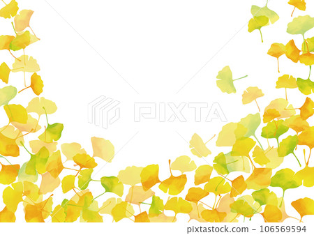 水彩風格秋黃銀杏葉框2 水彩風格秋黃銀杏葉框2 106569594