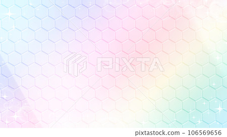 Pale iridescent hexagon pattern background. Pale iridescent hexagon pattern background. 106569656