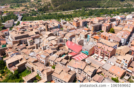 Bird's eye view of La Pobla de Segur, Spain Bird's eye view of La Pobla de Segur, Spain 106569662
