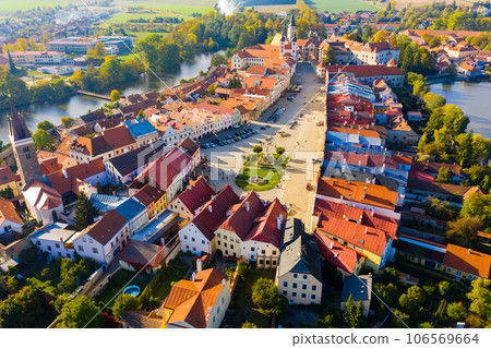 Top view from the drone on the city Telc.  106569664