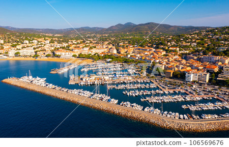 Summer aerial view of French coastal town of Sainte-Maxime on Mediterranean coast 106569676