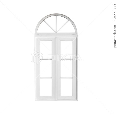 Real vintage house window frame isolated on white background Real vintage house window frame isolated on white background 106569743