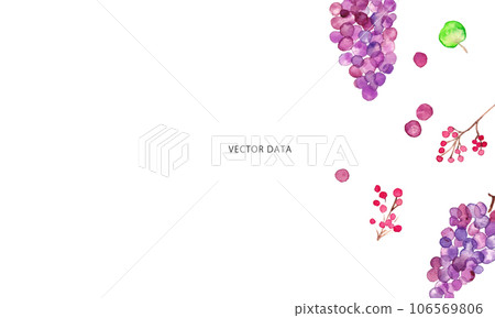 水彩。植物矢量背景與水彩觸感。秋季植物水彩框架插圖。秋季水彩套裝。 106569806