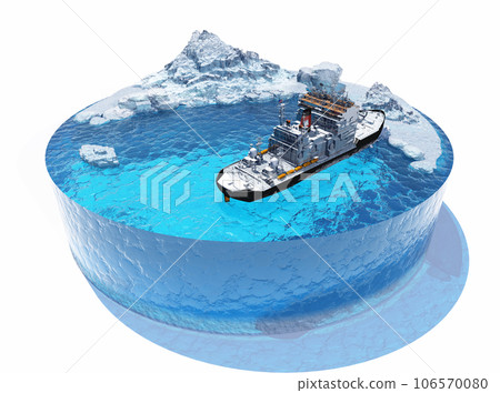 Model Sea and icebreaker on a white background 106570080