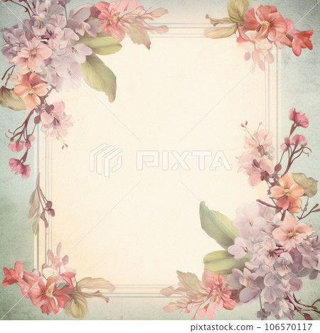 watercolor frame with flowers,English Style. 106570117