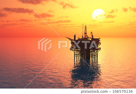 Oil production into the sea from above.  106570136