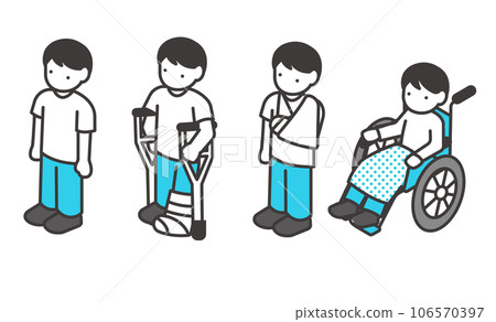 骨折等患者的等距圖標插圖集。 骨折等患者的等距圖標插圖集。 106570397