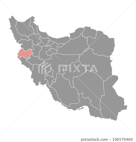 Kermanshah province map, administrative division of Iran. Vector illustration. Kermanshah province map, administrative division of Iran. Vector illustration. 106570460