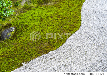 京都、紫崎、大德寺、禦梅院、苔蘚和白沙 京都、紫崎、大德寺、禦梅院、苔蘚和白沙 106571421