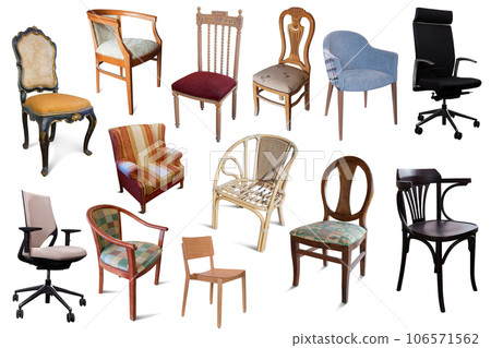 Isolated different set of armchairs on white background Isolated different set of armchairs on white background 106571562