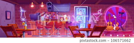 Cartoon bar with counter interior illustration Cartoon bar with counter interior illustration 106571662