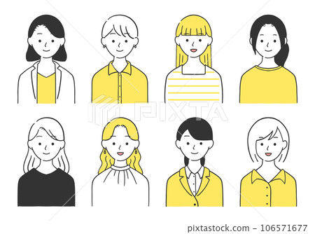 Illustration set of working women in office casual clothes 106571677