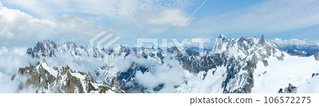 Mont Blanc mountain massif panorama (view from Aiguille du Midi Mount, France ) 106572275