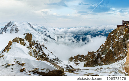 Mont Blanc mountain massif view from Aiguille du Midi Mount 106572276