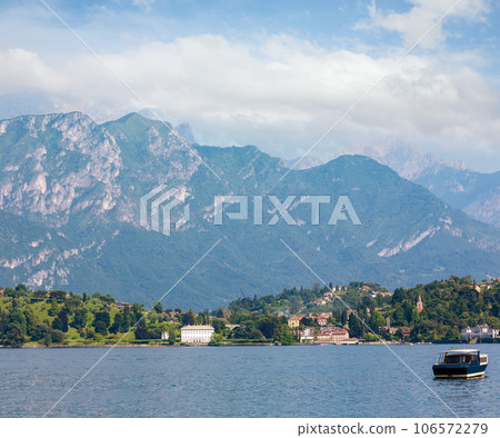 Lake Como shore from ship view Lake Como shore from ship view 106572279