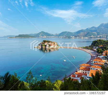 The morning view of Sveti Stefan sea islet (Montenegro) The morning view of Sveti Stefan sea islet (Montenegro) 106572287