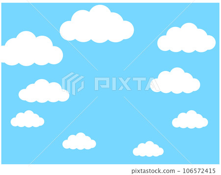 Simple frame illustration of blue sky and many clouds 106572415