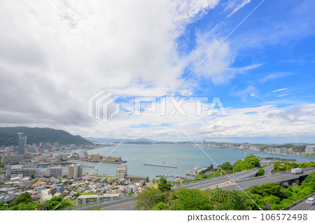 Blue sky and summer cloud barrier 106572498