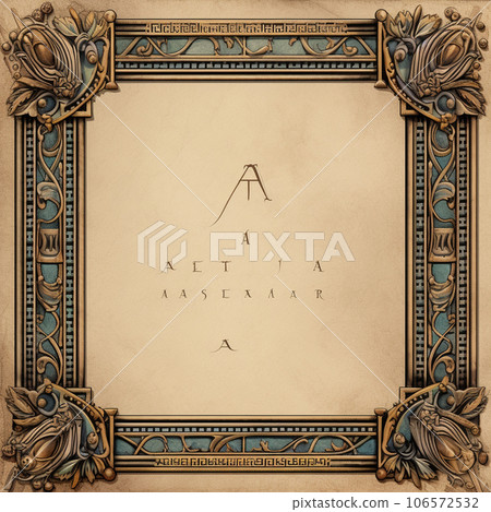 antique gold frame isolated on vintage paper 106572532