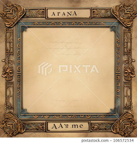 antique gold frame isolated on vintage paper 106572534