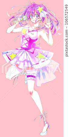 Singing and dancing idol with pink hair 106572549
