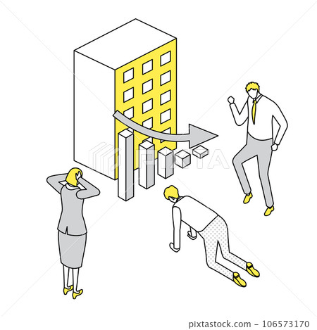 Isometric_Simple_Businessmen sad because their company's performance is down Isometric_Simple_Businessmen sad because their company's performance is down 106573170