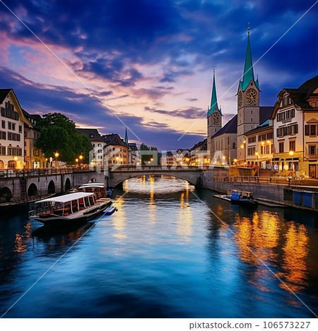 Enchanting cityscape of Zurich, Switzerland Enchanting cityscape of Zurich, Switzerland 106573227