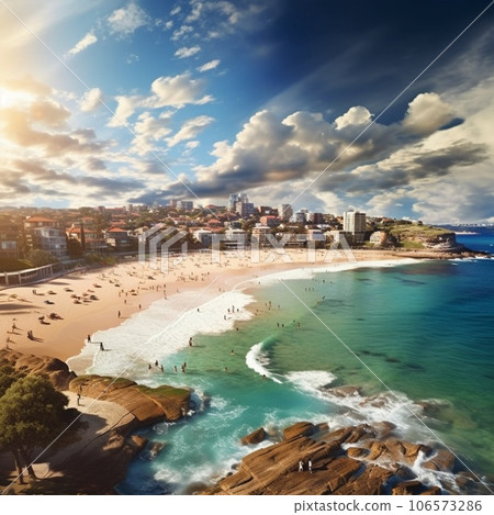 Captivating allure of Sydney: Bondi Beach and the cityscape Captivating allure of Sydney: Bondi Beach and the cityscape 106573286