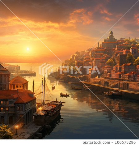 Breathtaking View of Porto at Sunset 106573296