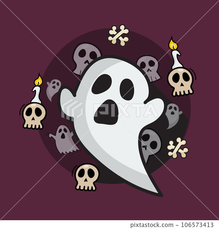 Spooky ghosts doodle style 106573413