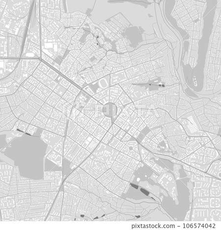 Map of Poltava city, Ukraine. Urban black and white poster. Road map with metropolitan city area view. 106574042