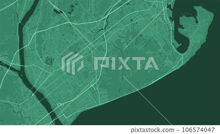 Green vector map of Shizuoka, Japan. Urban city road map art poster illustration. Green vector map of Shizuoka, Japan. Urban city road map art poster illustration. 106574047