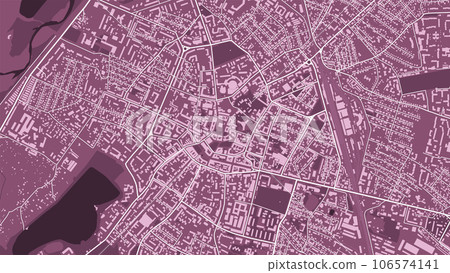 Background Ivano-Frankivsk map, Ukraine, magenta city poster. Vector map with roads and water. Widescreen proportion, flat design roadmap. 106574141