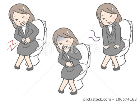 年輕女子在廁所裡受苦（套裝） 106574168