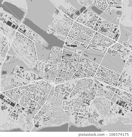 Map of Khmelnytskyi city, Ukraine. Urban black and white poster. Road map with metropolitan city area view. Map of Khmelnytskyi city, Ukraine. Urban black and white poster. Road map with metropolitan city area view. 106574175