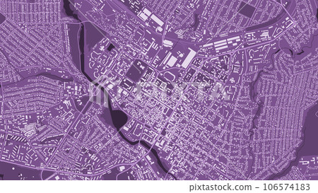Background Kropyvnytskyi map, Ukraine, purple city poster. Vector map with roads and water. Widescreen proportion, flat design roadmap. 106574183