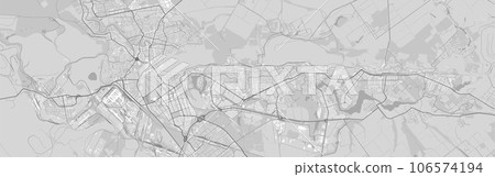 Map of Kryvyi Rih city, Ukraine. Urban black and white poster. Road map with metropolitan city area view. 106574194