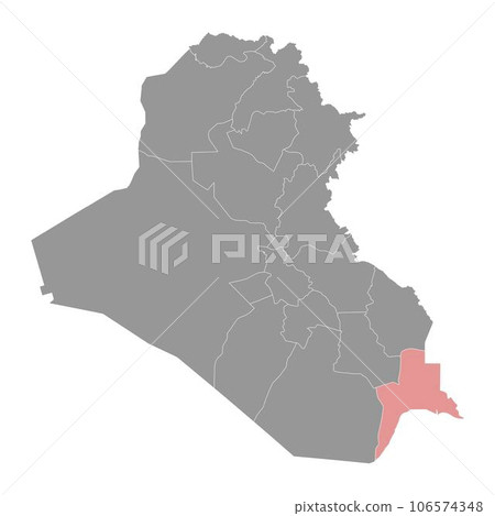 Basra Governorate map, administrative division of Iraq. Vector illustration. Basra Governorate map, administrative division of Iraq. Vector illustration. 106574348