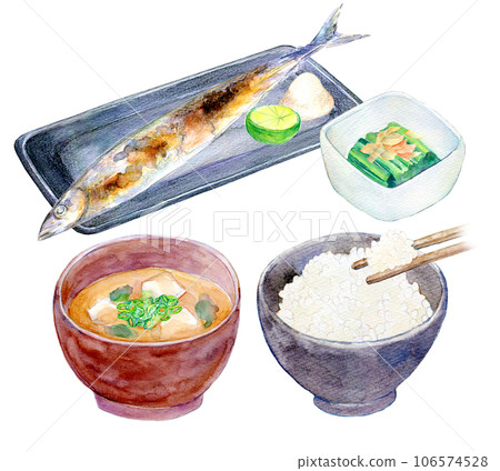 水彩插畫秋劍魚套餐套餐 106574528