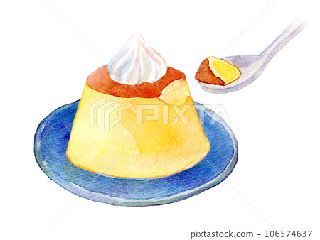 水彩插圖蛋奶布丁 水彩插圖蛋奶布丁 106574637