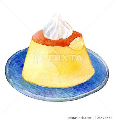 Watercolor illustration custard pudding Watercolor illustration custard pudding 106574638