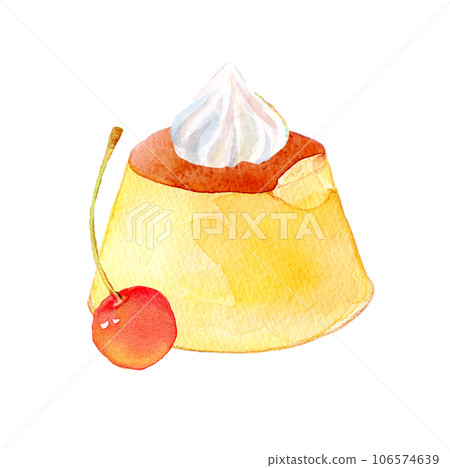 水彩插圖蛋奶布丁 水彩插圖蛋奶布丁 106574639