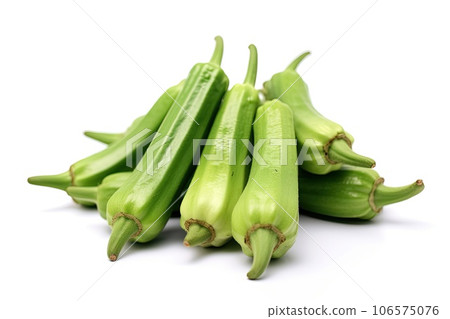 Okra photo realistic illustration - Generative AI. 106575076