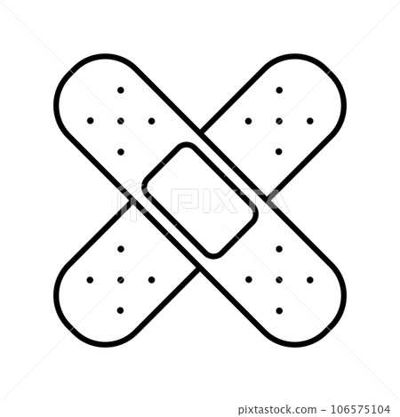 Medical cute illustration of band aid in outline style. Medical cute illustration of band aid in outline style. 106575104