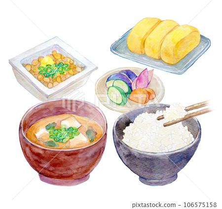 水彩插圖日本料理套餐 106575158