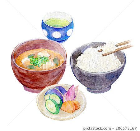 Watercolor illustration Japanese food set menu 106575167