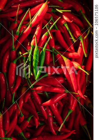 Sunlight shines on the chili peppers. Sunlight shines on the chili peppers. 106575186